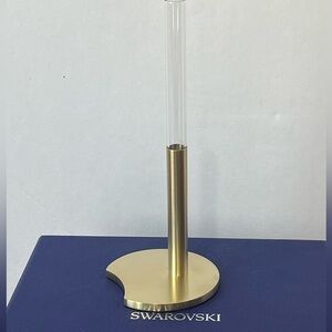 New In Box Swarovski Garden Tales Glass Bud Vase Gold-Tone Metal Single Bloom